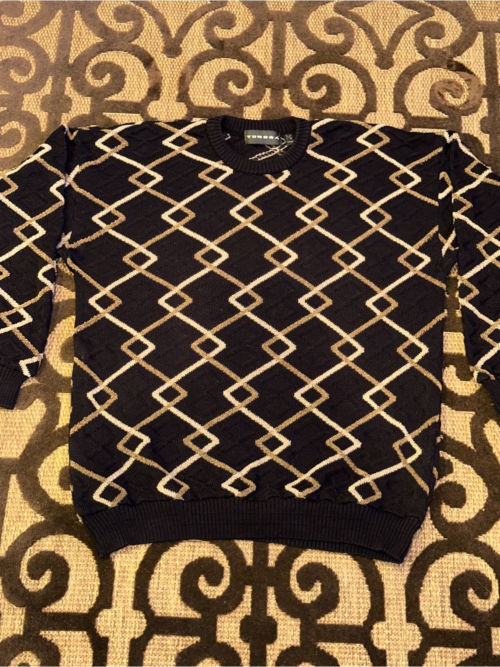 VTG Y2K TUNDRA Canada 3D Knit Cosby Coogi Style Sweater Men’s Large